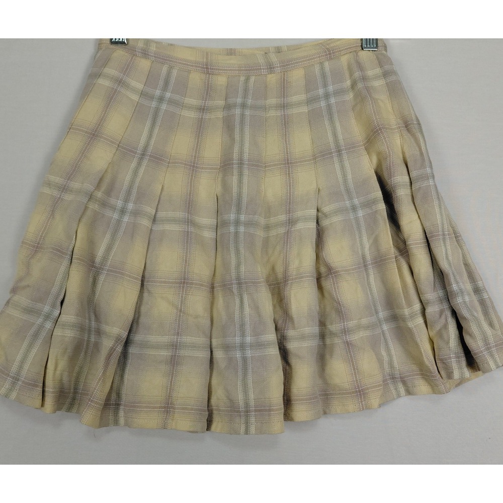 Pendleton Women's Sz 2 Yellow Plaid Pleated Short Skirt 100% Rayon Clueless READ - Picture 3 of 12
